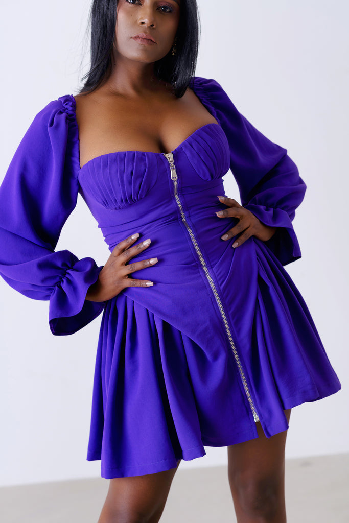 basque purple dress BASQUE WAIST DRESS